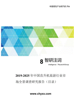 2019-2025年中国直升机旅游行业市场全景调查研究报告(目录).docx