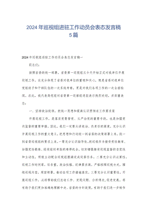 2024年巡视组进驻工作动员会表态发言稿5篇.docx