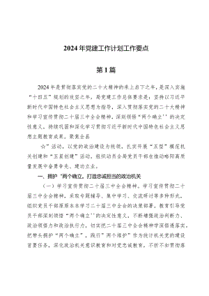 (九篇)2024年党建工作计划工作要点.docx