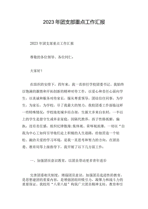 2023年团支部重点工作汇报.docx