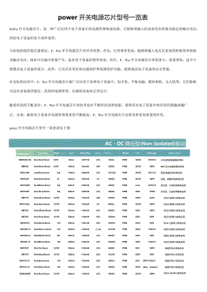 power开关电源芯片型号一览表.docx