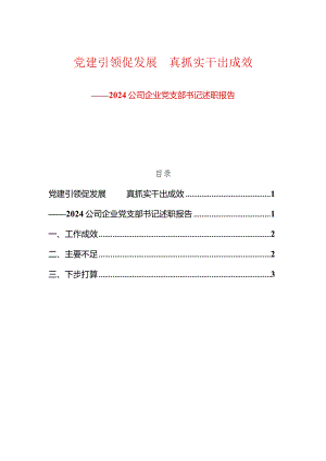 2024公司企业党支部书记述职报告（精选）.docx
