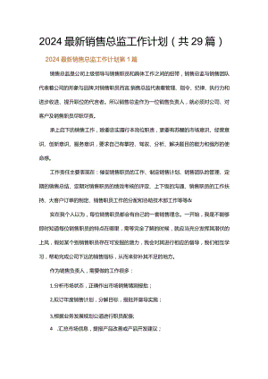2024最新销售总监工作计划.docx