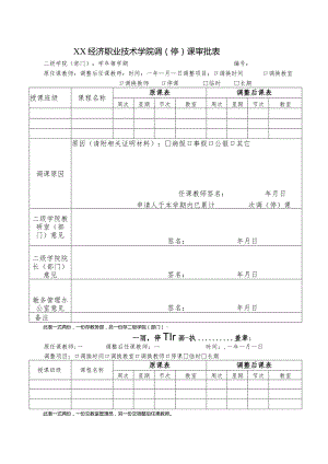 XX经济职业技术学院调（停）课审批表（2024年）.docx