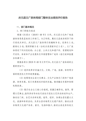 庆元县文广旅体局部门整体支出绩效评价报告.docx