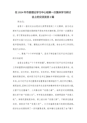 在2024年市委理论学习中心组第一次集体学习研讨会上的交流发言2篇.docx