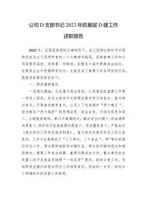 公司党支部书记2023年抓基层党建工作述职报告(4).docx