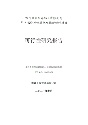 四川顺采兴蜀钙业有限公司年产120万吨绿色环保新材料项目可行性研究报告.docx