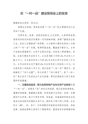 在“一村一品”建设现场会上的发言.docx