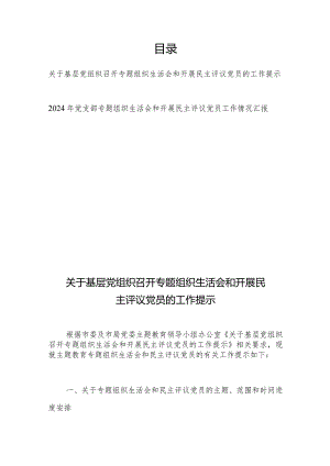 2024年党支部专题组织生活会和开展民主评议党员工作情况汇报2篇.docx