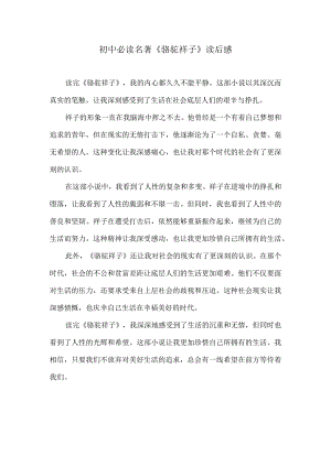 初中必读名著《骆驼祥子》读后感.docx