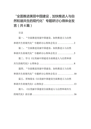“全面推进美丽中国建设加快推进人与自然和谐共生的现代化”专题研讨心得体会发言范文精选(6篇).docx