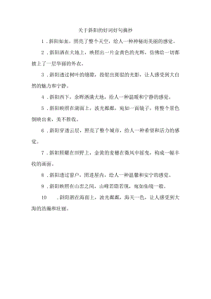 关于斜阳的好词好句摘抄.docx