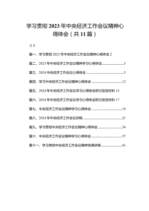 （11篇）学习贯彻2023中央经济工作会议精神心得体会精选.docx