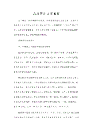 品牌策划方案5篇.docx