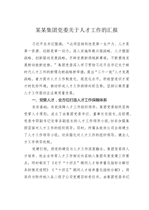 某某集团党委关于人才工作的汇报.docx