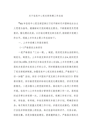 关于信息中心党支部党建工作总结.docx