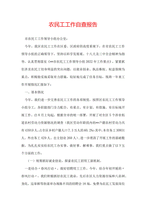 农民工工作自查报告.docx