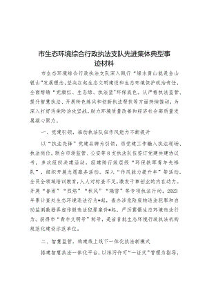 市生态环境综合行政执法支队先进集体典型事迹材料&在创建省级乡村振兴先进县迎检动员部署会上的讲话.docx