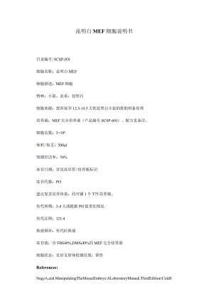 昆明白MEF细胞说明书.docx