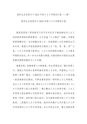 国有企业党委关于2023年度人才工作情况汇报(二篇).docx