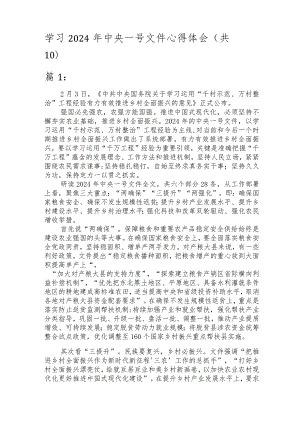 （10篇）学习-2024-年中央一号文件心得体会.docx