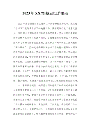 2023 年XX司法行政工作要点.docx