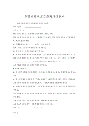 年轻夫妻双方自愿离婚协议书.docx