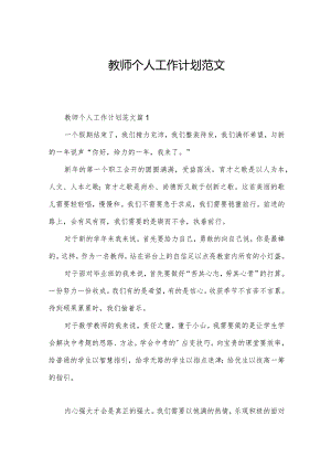 教师个人工作计划范文.docx