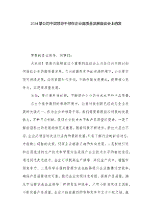 2024某公司中层领导干部在企业高质量发展座谈会上的发言2篇.docx
