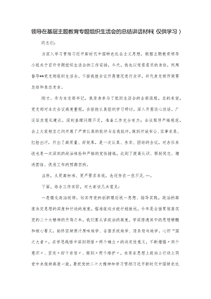 领导在基层主题教育专题组织生活会的总结讲话材料.docx