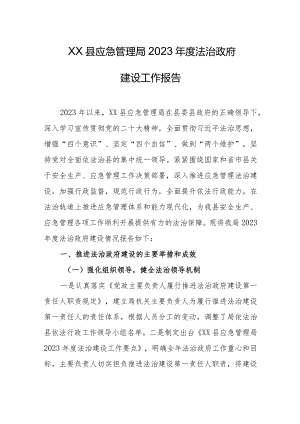 县应急管理局2023年度法治政府建设工作报告.docx