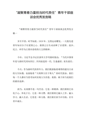“凝聚青春力量 担当时代责任” 青年干部座谈会优秀发言稿.docx