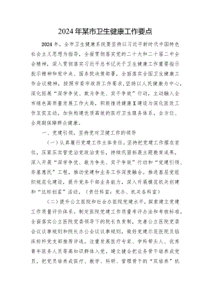 2024年某市卫生健康工作要点.docx
