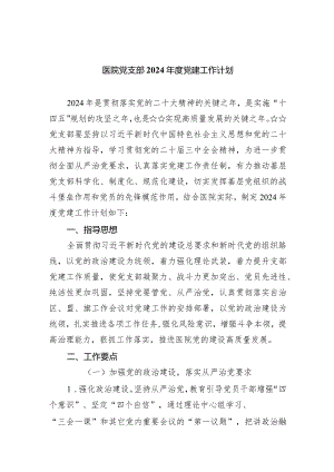 医院党支部2024年度党建工作计划（共10篇）.docx