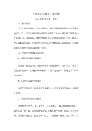 2024-2025年九年级培优辅差工作计划.docx