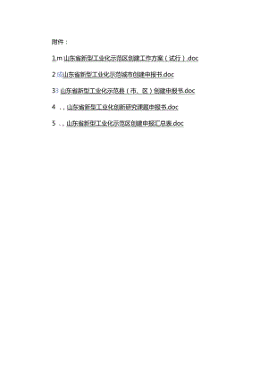 山东省新型工业化示范区创建工作方案（试行）、申报书.docx
