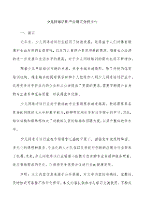 少儿网球培训产业研究分析报告.docx