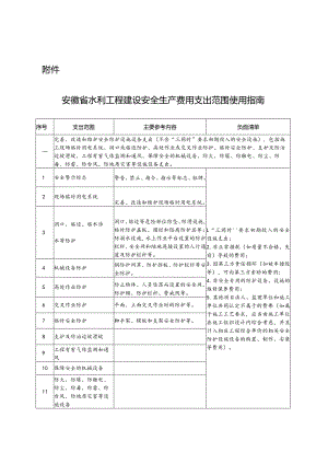 安徽省水利工程建设安全生产费用支出范围使用指南.docx