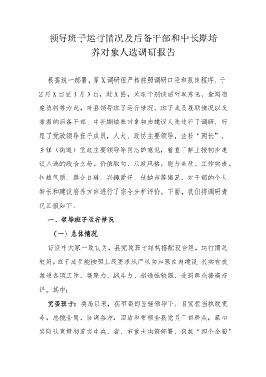 领导班子运行情况及后备干部和中长期培养对象人选调研报告.docx