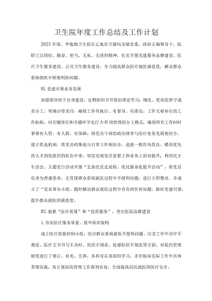 卫生院年度工作总结及工作计划.docx