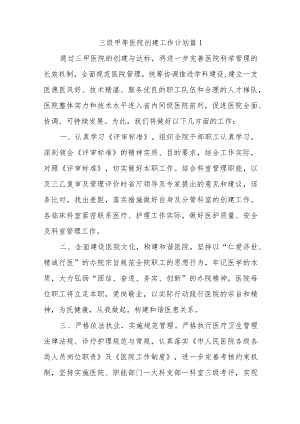 三级甲等医院创建工作计划篇10篇.docx
