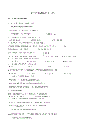 小升初模拟试卷（10）人教部编版（含答案）.docx