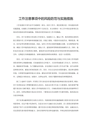 工作注意事项中的风险防范与实施措施.docx