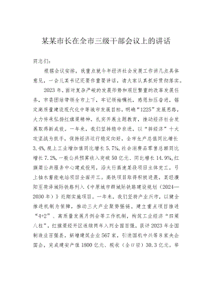 某某市长在全市三级干部会议上的讲话.docx
