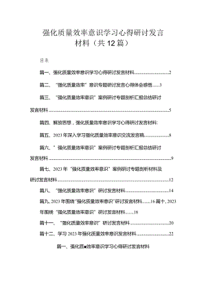 强化质量效率意识学习心得研讨发言材料（共12篇）.docx
