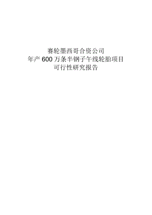 赛轮墨西哥合资公司年产600万条半钢子午线轮胎项目可行性研究报告.docx