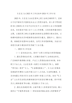 X区总工会2023年工作总结和2024年工作计划.docx