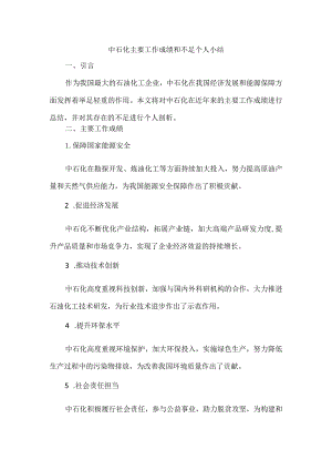 中石化主要工作成绩和不足个人小结.docx