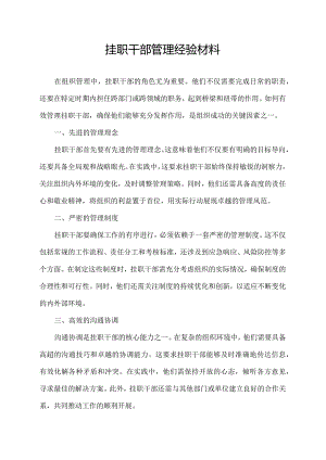 挂职干部管理经验材料.docx
